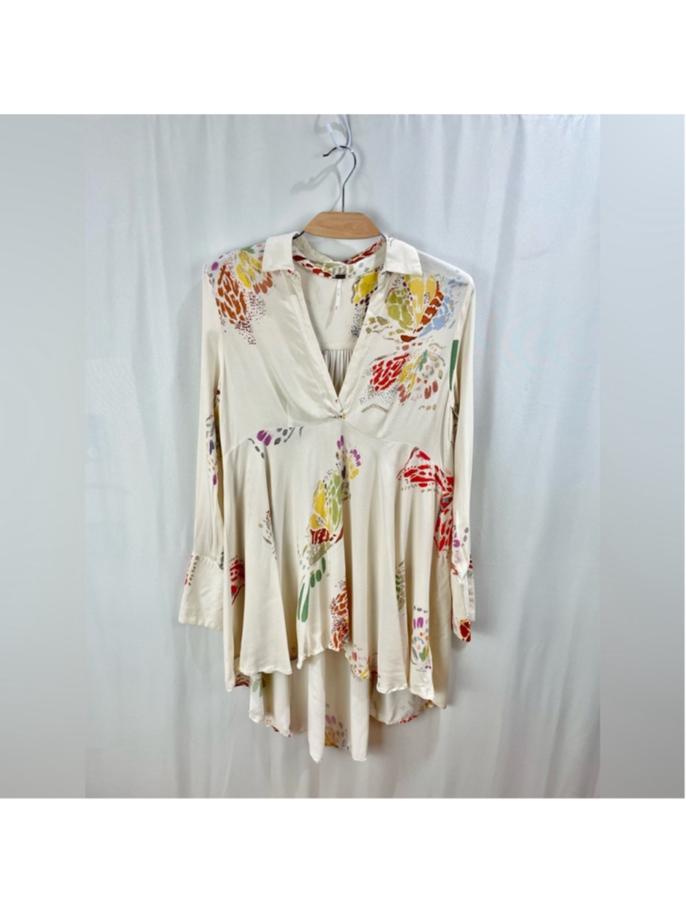 Free People Field of Butterflies Ivory Cream Tunic Dress Size M - Picture 5 of 10